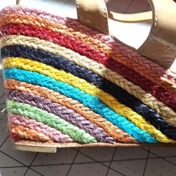 Spring Sandals Easter Kate Spade Women's Rainbow Wedge 7 Patent Leather Strap - Picture 2 of 12